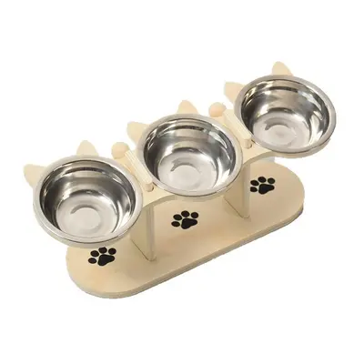 Ahşap Eğimli Evcil Hayvan Mama Kabı Standı, Su Kabı Rafı, Dikey Kedi Besleyici