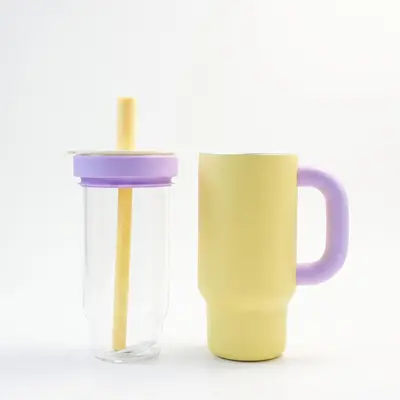 Dopamine 304 Stainless Steel Insulated Cup with Handle, Borosilicate Glass, 2-in-1 - 6