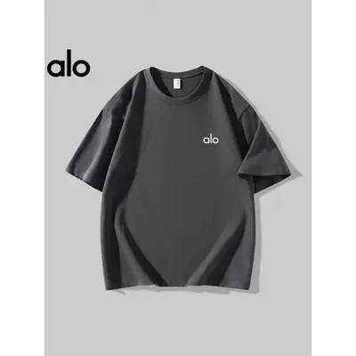Unisex-T-Shirt mit Stickerei, Kurzarm, 100 % Baumwolle, Dropped Shoulder
