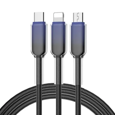 Buz Kristali Gradyan Üç-in-bir Veri Kablosu Type-C Üçlü Süper Hızlı Şarj Şarj Kablosu Örgülü Apple 15 Uyumlu - 9