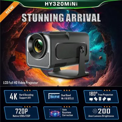 Amazon Best Seller HY320 Mini Projeksiyon Cihazı 720P Telefon Kablosuz Ekran Yansıtma Projektör Küçük Projeksiyon Cihazı