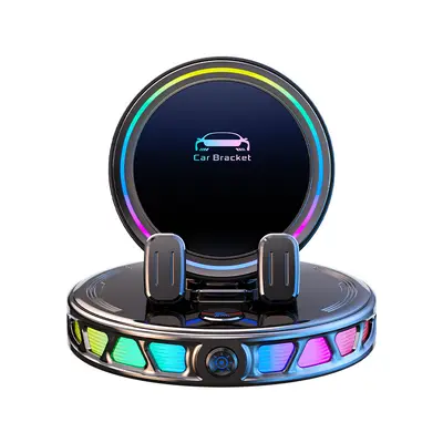 Ambient Light Car Phone Holder, Wireless Charging, Vacuum Suction
