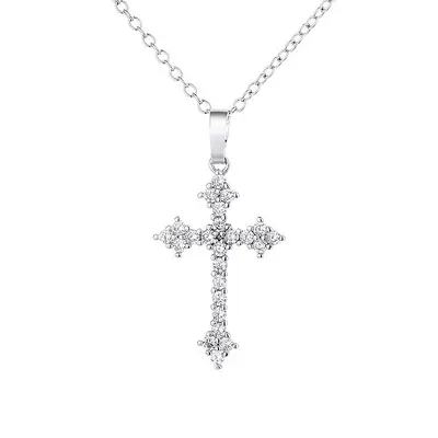 Fade-resistant after bathing ~ S925 sterling silver full-stone cross pendant American hip-hop versatile niche design - 10