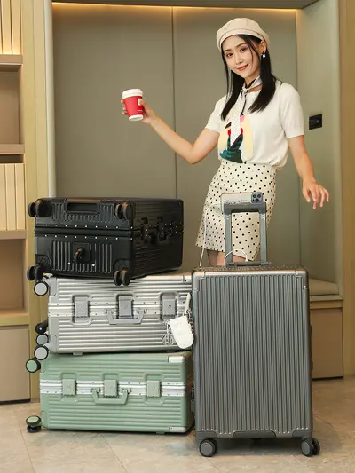 Lightweight Trolley Suitcase, 70/30 Split Design, Full-Size, Large Capacity - 3