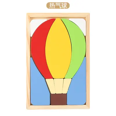 Ahşap Karikatür Puzzle Oyuncak, Montessori Yapboz Eğitici Çocuk Hediyesi - 13