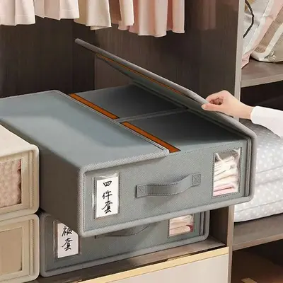 床单四件套收纳盒家用衣柜分层布艺收纳箱折叠被单被套床笠整理箱
