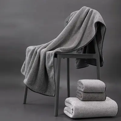 Bambus-Kohle-Faser Handtuch-Set, weiches Grau, schnelltrocknend