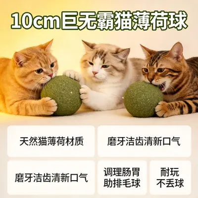 Kedi Oyuncağı 10cm Dev Nane Topu Isırmaya Dayanıklı Diş Kaşıma Çubuğu - 4