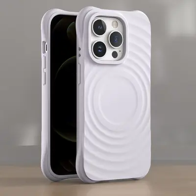 Apple 17 Pro Max kabelloses magnetisches Telefongehäuse iPhone 16 Schutzhülle geeignet beliebter einfarbiger Wellenmuster-Schale - 10