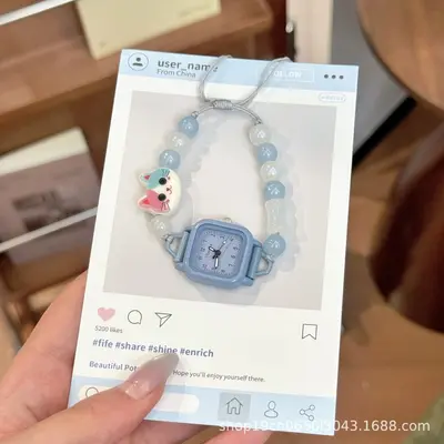 猫咪串珠手链式手表森系小清新学生石英表ins风百搭女士手表批发 - 9