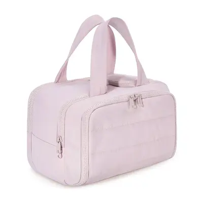 Large-capacity portable cosmetic bag with wide opening