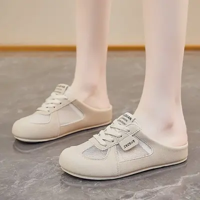 Neue grenzüberschreitende atmungsaktive modische Damenschuhe, bequem für die Arbeit, Slip-on-Schuhe, vielseitig kombinierbar, Halbpantoffeln, lässige Brettschuhe, Hausschuhe
