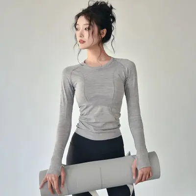Kadın Yoga Kıyafeti Uzun Kollu Hızlı Kuruyan