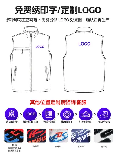 Multi-Pocket Volunteer Vest with Custom Printed Logo - 4