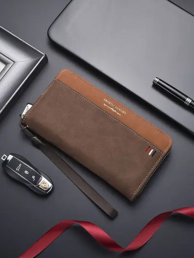 Men's Long Zipper Phone Wallet, Multi-Card Slots, Large Capacity - 8
