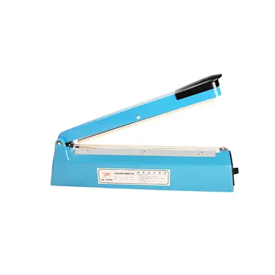 Hand pressure plastic bag sealing machine with heat shrink film cutting