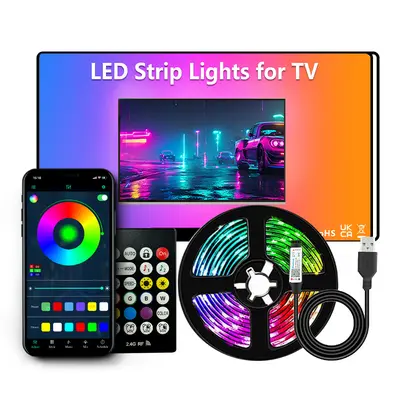 TV arka plan LED şerit ışık, kablosuz Bluetooth, RGB müzik modu