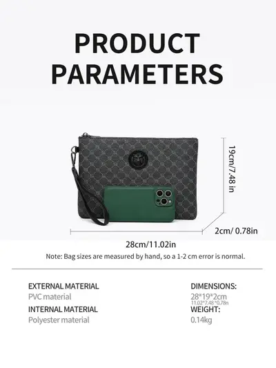 Men's Clutch Bag, Large Capacity Soft Leather Envelope Bag - 4