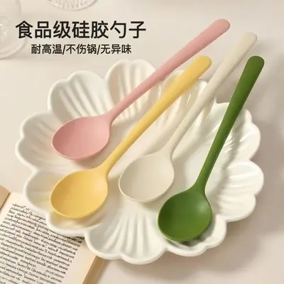 All-in-One Silicone Spoon and Chopsticks Set, Children's Chopsticks with Small Soup Spoon, Silicone Mixing Spoon, Salad Spoon, Soup Ladle