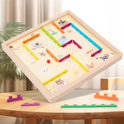 Labyrinth mit Kugelbahn für Kleinkinder, Konzentration und Logik Tischspiel