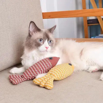 Peluş Balık Kedi Oyuncağı, Kedi Nanesi ve Çiğneme Dayanıklı Tasarım - 5
