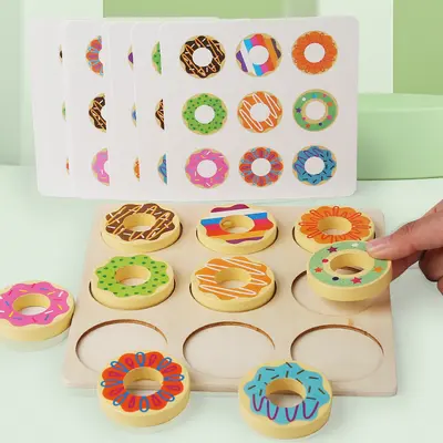 Holz Donut-Zuordnungspuzzle, Farberkennung Lernspielzeug ab 2-3 Jahren - 4
