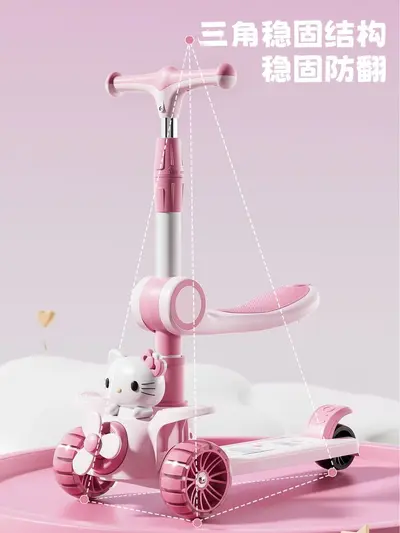 Katlanabilir Çocuk Scooter, Müzikli ve Işıklı, Oturmalı