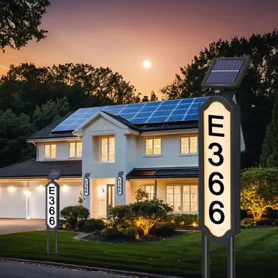 Güneş Enerjili LED Yer Fişi Kapı Numarası Lambası, Dış Mekân