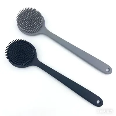 3'lü Silikon Uzun Saplı Çift Taraflı Banyo Fırçası Askılı İp Kolay Saklama Emici Yüzey Baş Fırçası Çok Fonksiyonlu Masaj Fırçası - 7