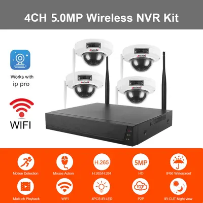 5MP WiFi dome camera set, 4CH/8CH wireless NVR