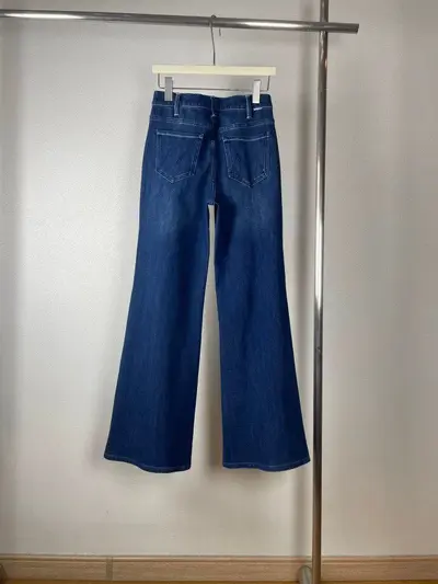MOTHER yüksek bel düz paça kot pantolon, lacivert, tam boy