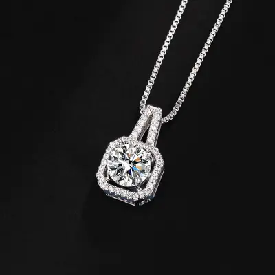 Grenzüberschreitender Bestseller Moissanit Halskette und Ring für Frauen, 1 Karat Ohrringe, Fingerring, Schlüsselbeinkettte, TikTok Live-Versorgung. - 7