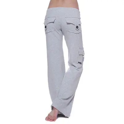Damen-Yogahose mit elastischem Bund und Knopftaschen, bequemer Schnitt - 7