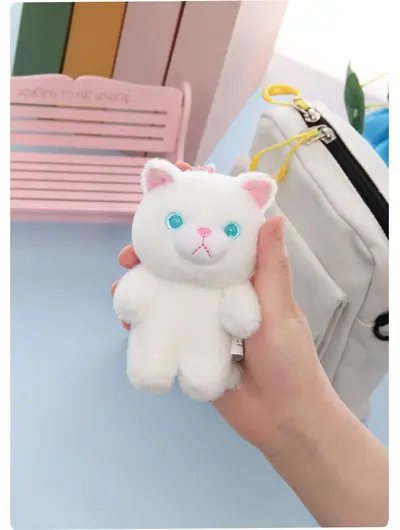 Kedi peluş oyuncak figür, çanta aksesuarı, kız çocuklar için hediye - 8
