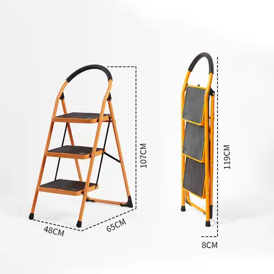 Folding Telescopic Indoor A-Frame Ladder, Alloy, Portable - 8