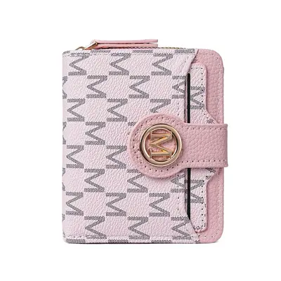Women's Short Zipper Coin Purse, Printed Letters, M Element Vintage Floral Pattern