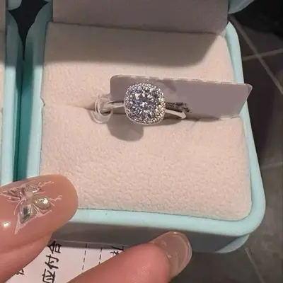 Moissanite square ring, luxury gemstone women's ring