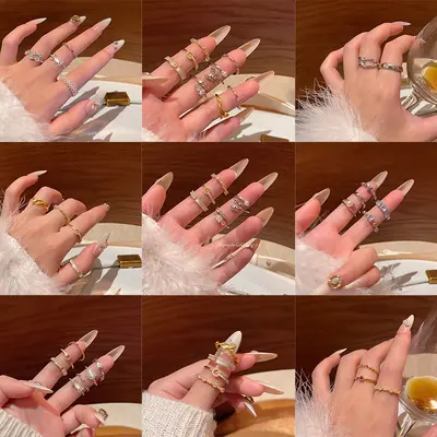Zircon adjustable open ring for women, Korean style - 4