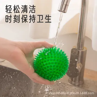 TPR Dog Toy Ball with Squeaker and Spikes, Chew-Resistant - 4