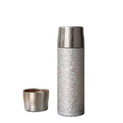 Çift Katmanlı Titanyum Termos Demlik Bardak Düz Gövde Çay-Su Ayrımlı - 6