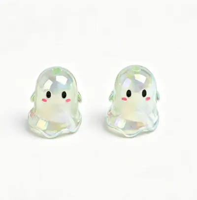 Acrylic Cartoon Ghost Pendant, Multicolor, Perforated, for DIY Phone Chain Accessories - 10