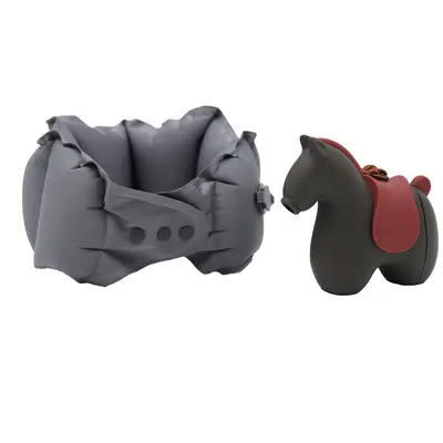 Portable travel neck pillow, press-to-inflate U-shaped - 11