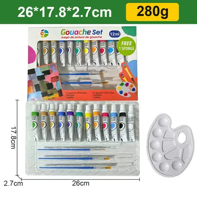 Akrilik boya toptan set 12 ml su geçirmez acemi çocuk boyama 12/18/24/36 renk yağlıboya - 11