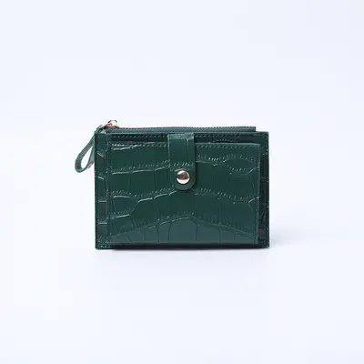 Ultra-Thin Crocodile Pattern Card Holder with Zipper - 12