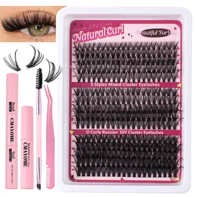 D-Curl Natürliches Wimpernverlängerungs-Set Einzelcluster - 12