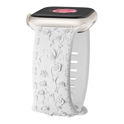 Embossed Silicone Strap for Apple Watch S9, 40/44mm and 45/41mm, Rose Color - 8