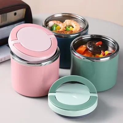 Large Insulated Stainless Steel Lunch Box with Handle and Lid - 4
