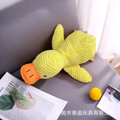Chew-Resistant Plush Duck Dog Toy with Squeaker and Molar Teeth Cleaning - 5