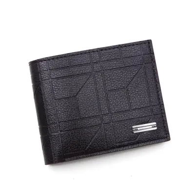 Men's Short Wallet with Plaid Pattern and Coin Pocket - 7