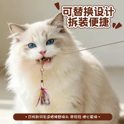 Handmade Cat Teaser Wand with Small Flying Insect Toy and Bell - 3
